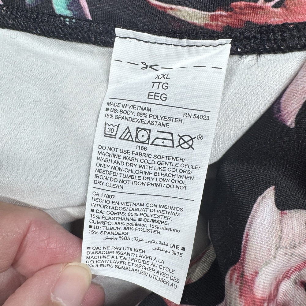 Old‎ Navy Active Go Dry NEW Floral Leggings Sz XXL High Waist Yoga Black Pink - Picture 8 of 10